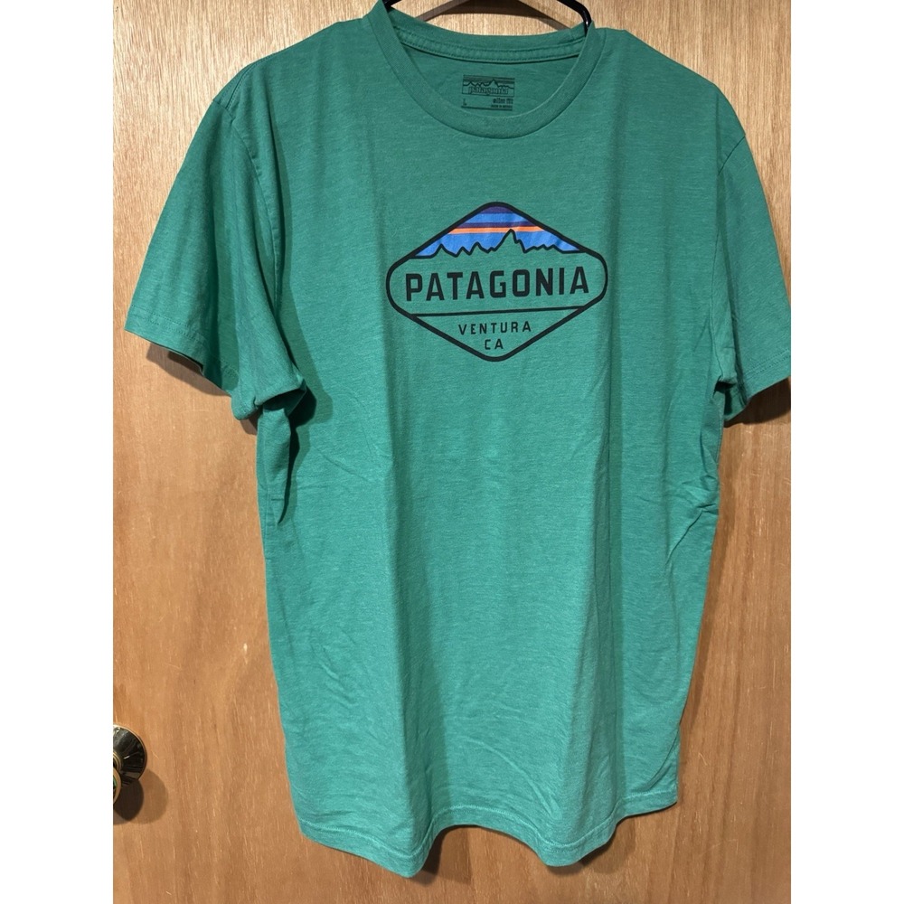 Patagonia Ventura CA Men's Large Teal Graphic T-Shirt Outdoor Hiking Tee (R1)
